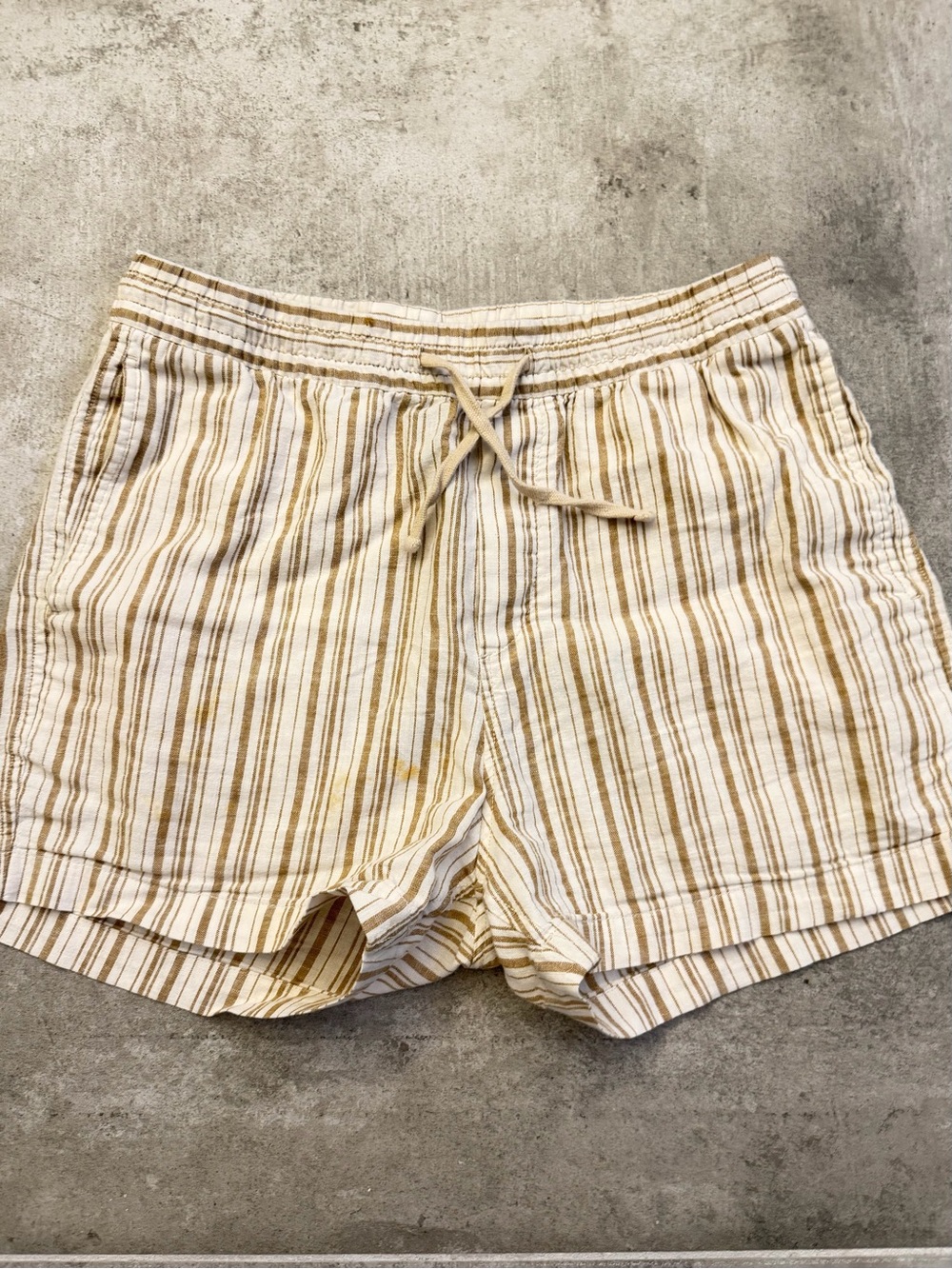 H&M Beige and Cream Striped Drawstring Women's Shorts